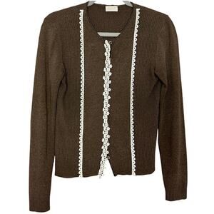 Valentino Roma Cardigan Brown Dainty Button Front No Size S/M